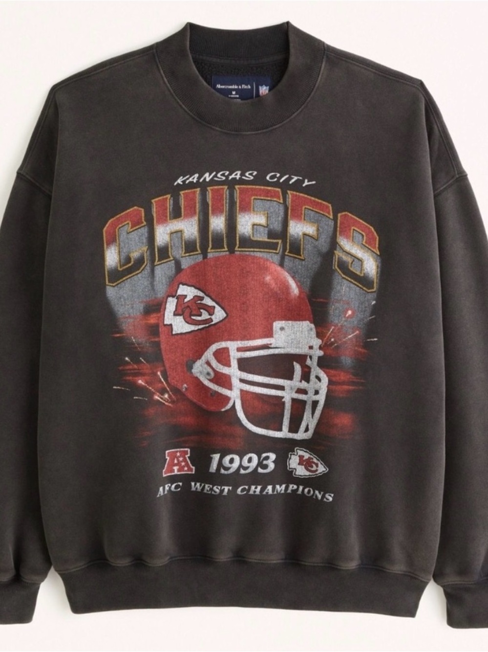 Abercrombie & Fitch Black Vintage Kansas City Chiefs Crewneck Sweatshirt